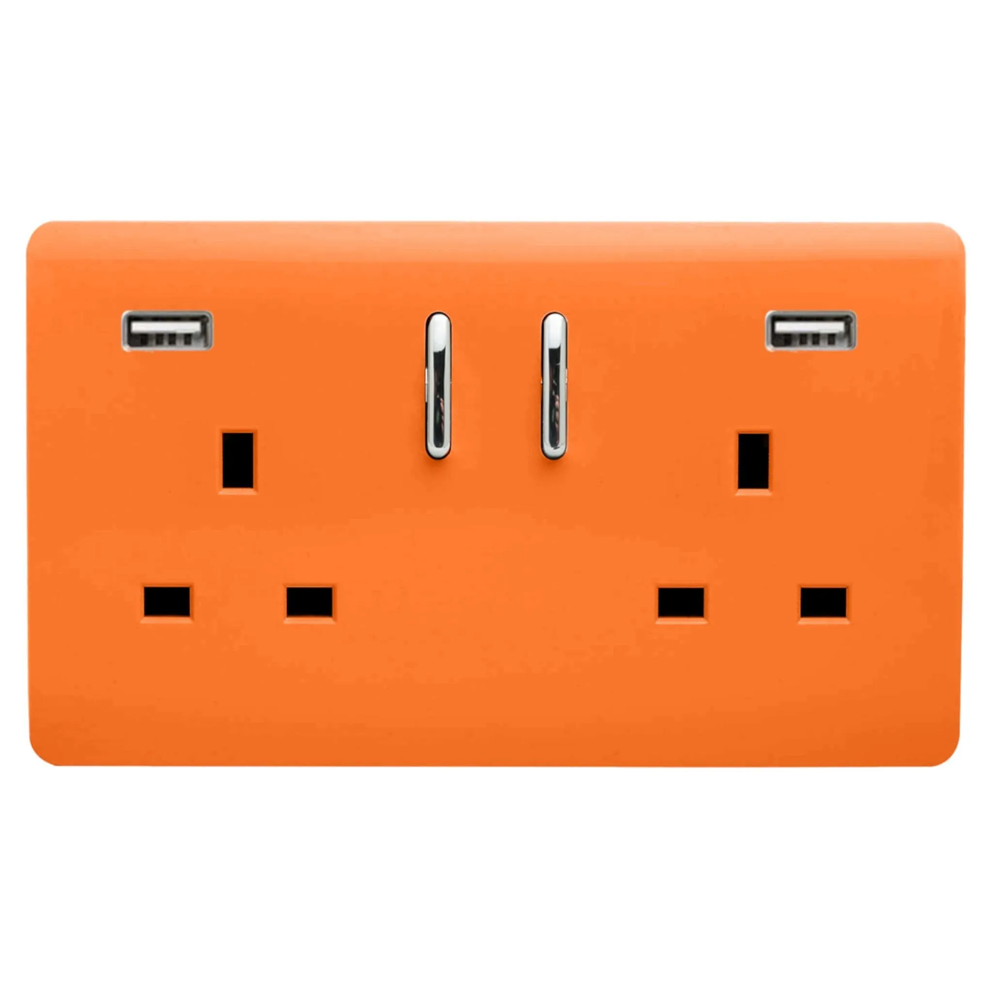 ART-SKT213USB21AAOR  2 Gang 13Amp Short S/W Double Socket With 2x2.1Mah USB Orange